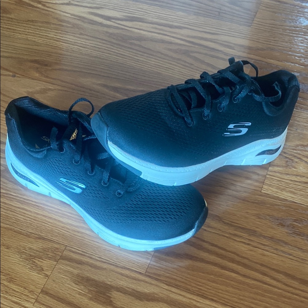 Skechers ArchFit Black and White Athletic Shoes